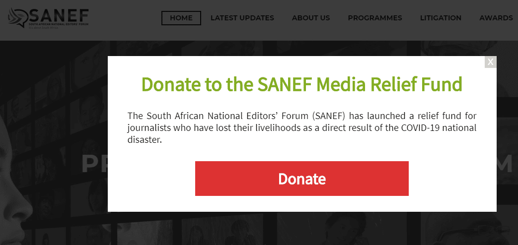 SANEF ANNOUNCES LAUNCH OF RELIEF FUND FOR JOURNALISTS